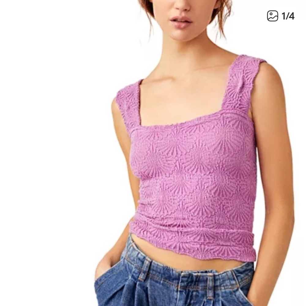 Altar'd State Lilac Textured Crop Top Cami